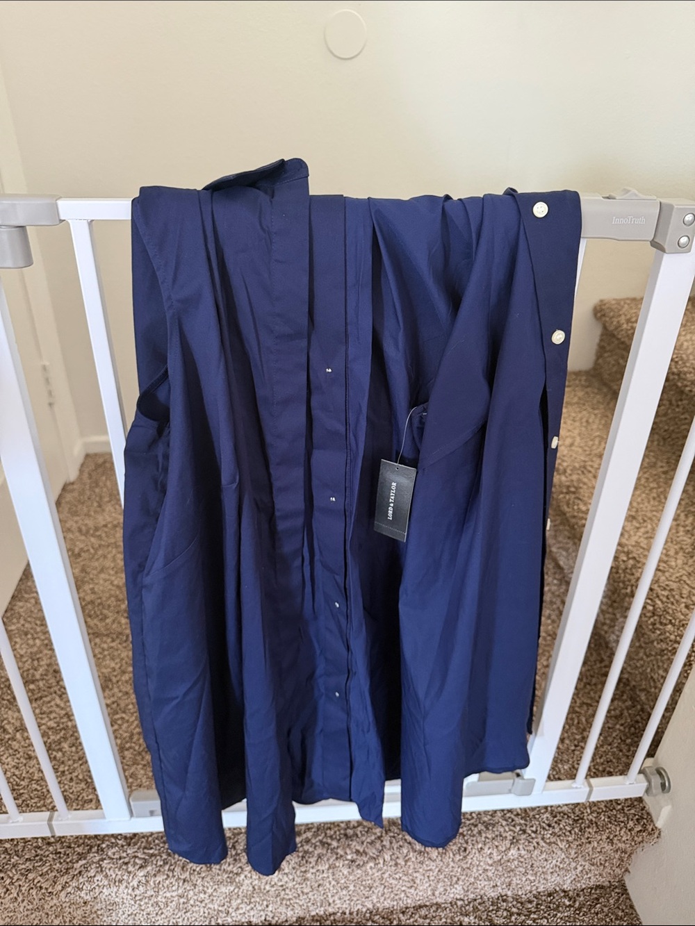 Lord & Taylor Navy Blue Button-Down Shirt